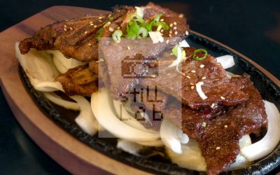 Galbi BBQ on hot iron plate