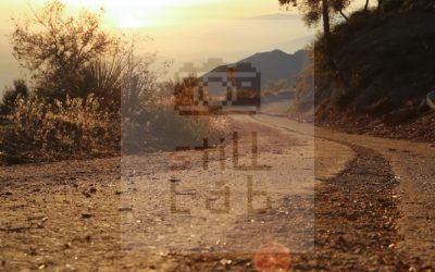 Tire trace on ground in sunset 2