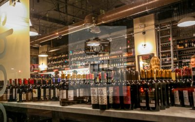 Wine bottles in wine bar